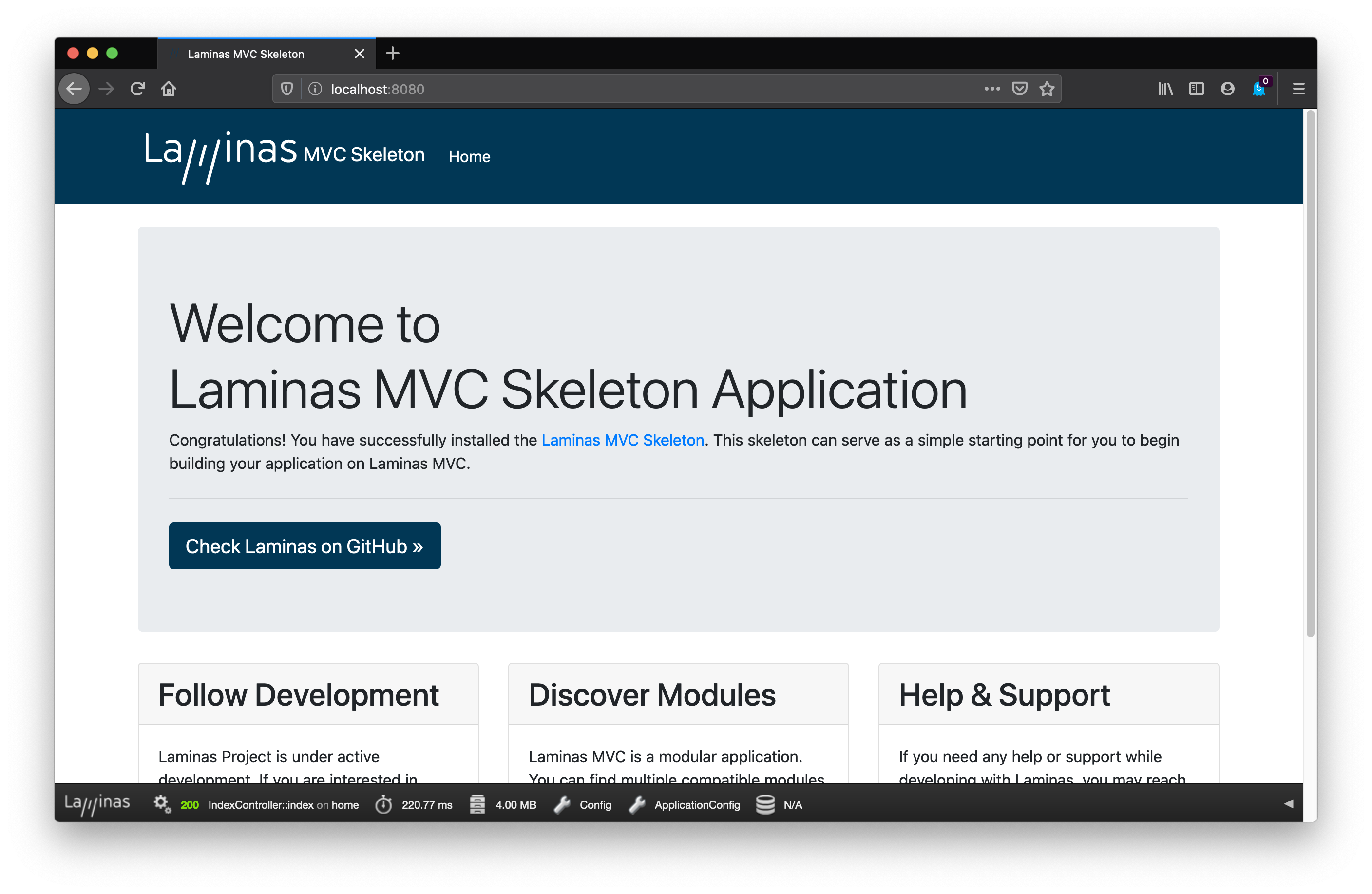 Cài đặt Laminas Skeleton chương trình khung MVC Laminas